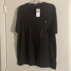 Black heather polo Ralph Lauren v neck size large NWT